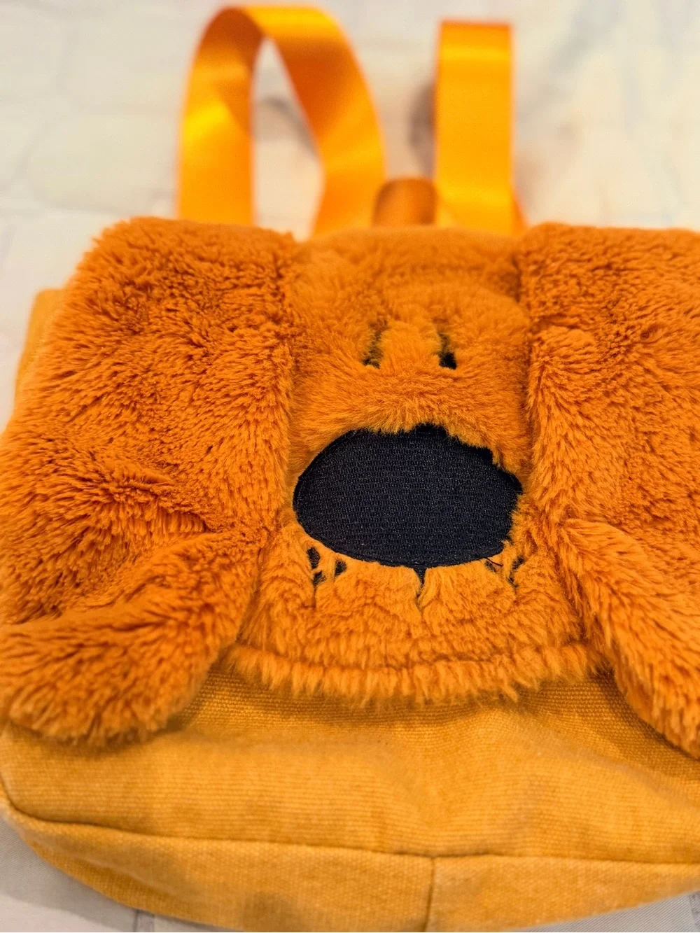 ZARA Kids Plush Orange Dog Backpack - Cute Soft Accessory